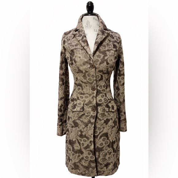 Charlotte Russe Jackets & Blazers - Charlotte Russe Long Brocade Jacket Size 9 Brown Beige Embroidered NWT NEW